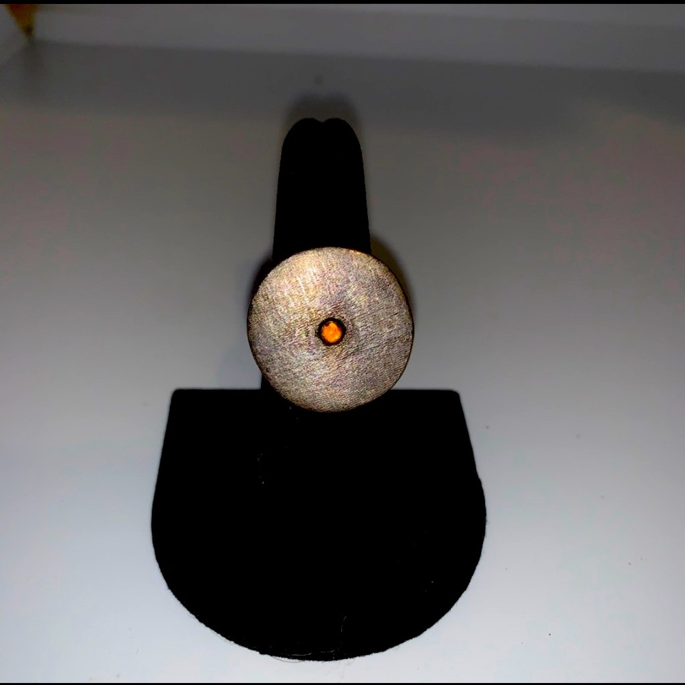 Free shipping! Vintage Silver Amber ring size 6